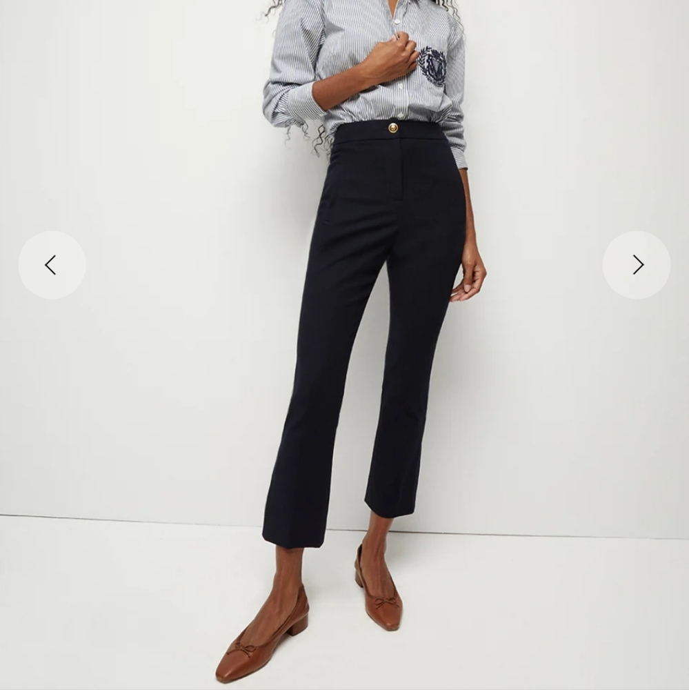 Veronica Beard Navy Arte Pant With Side Slit Size 4